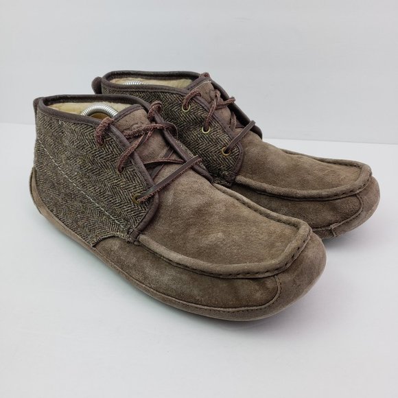 UGG Other - UGG Australia Lyle Mens Size 12 Brown Suede Sherpa Sheepskin Chukka Slipper Shoe
